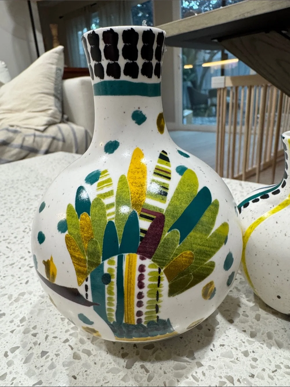 Anthropologie- White Ceramic Decorative Vases with Beautiful Bird Accents